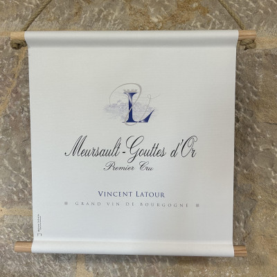 Kakémono à l'étiquette Meursault-Gouttes d'Or Premier Cru, Vincent Latour