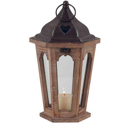 Lanterne en bois hexagonale