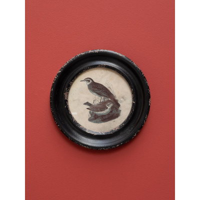 Cadre rond en bois oiseau...