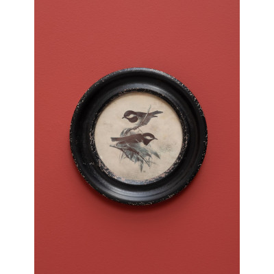 Cadre rond en bois mésange...