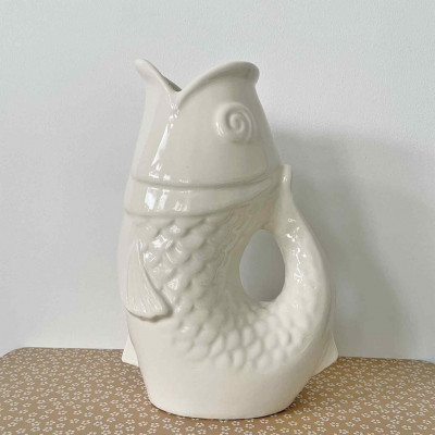 Vase poisson Blanc cassé